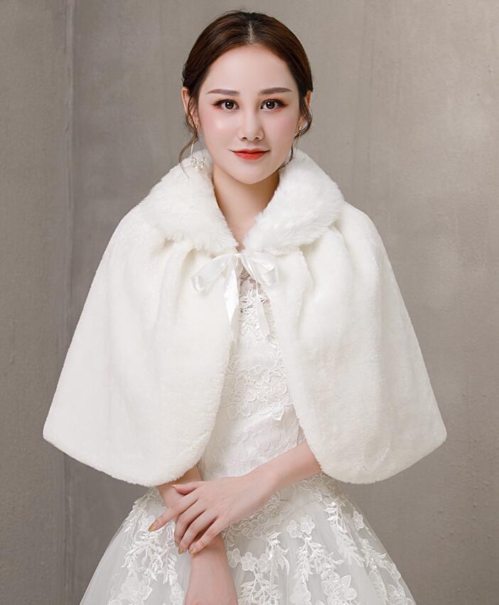 Ivory Formal Party Evening Jackets Wraps Faux Fur cloaks shrug Wedding Capes Winter Women Bolero Wrap Shawls In: Default Title