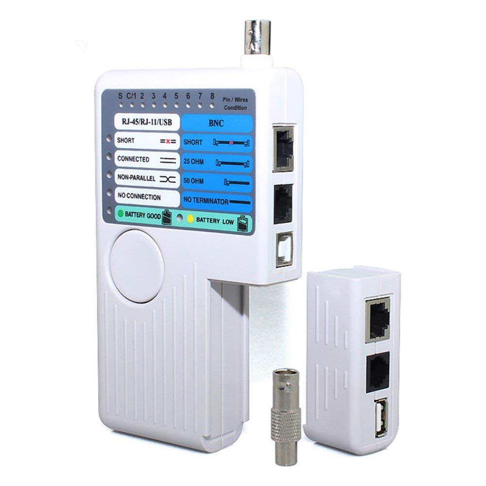 Tester per cavi di rete professionale multifunzione 4 In 1 RJ45/RJ11/USB/BNC cavo LAN Cat5 Cat6 Tester per cavi