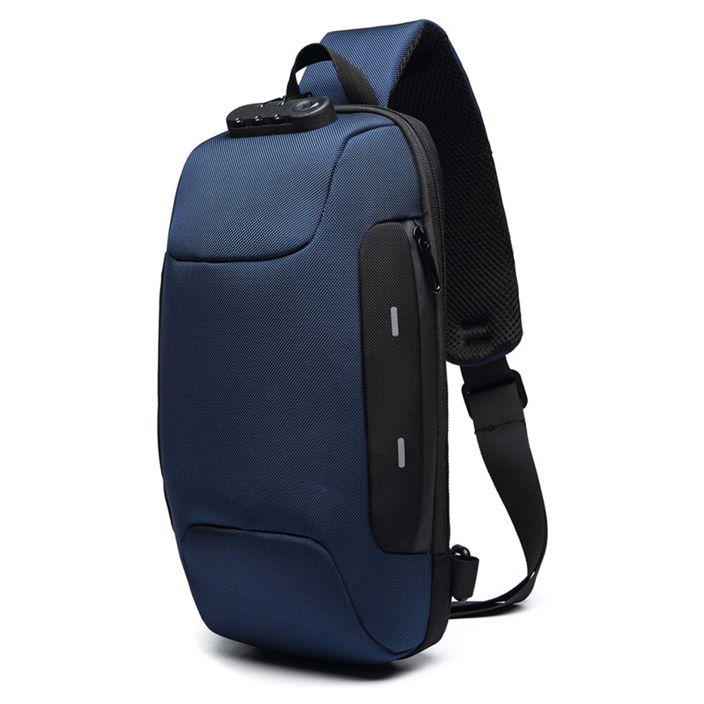 Anti Theft Sling Bag Shoulder Crossbody Waterproof Chest Bag with USB Charging Port Lightweight: dark blue