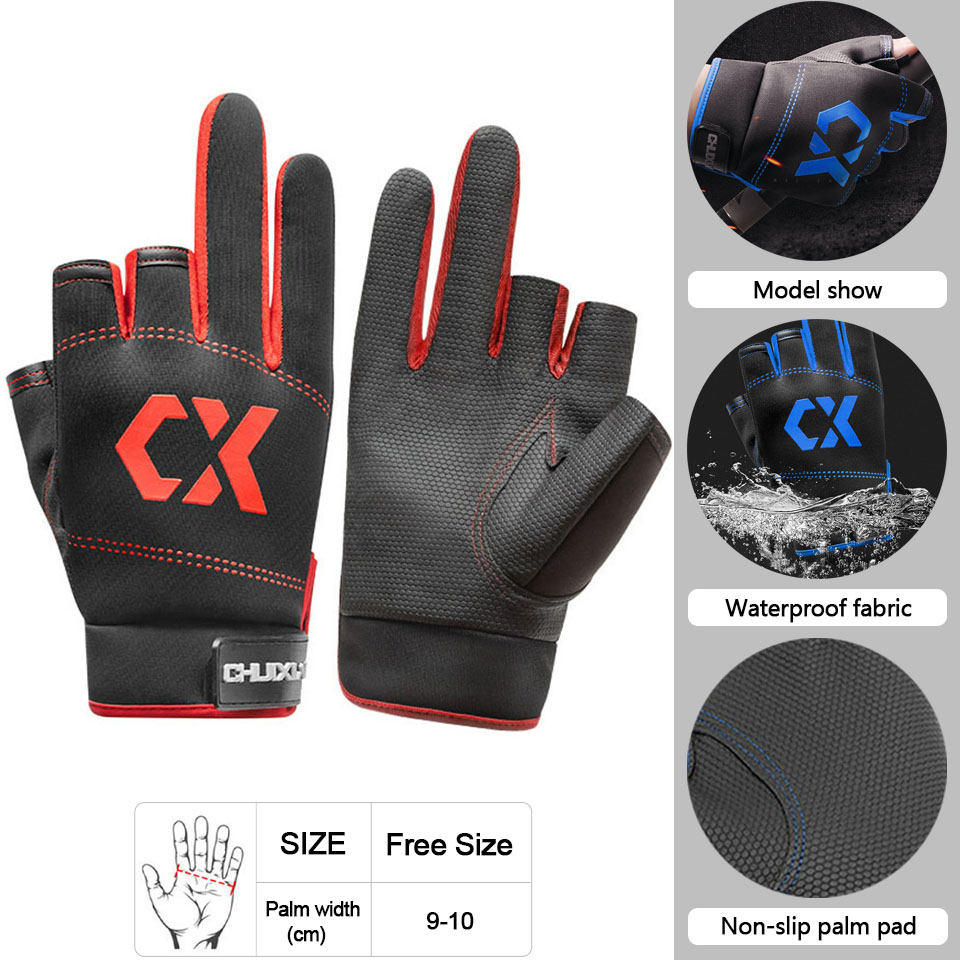 Männer Angeln Handschuhe Im Freien Nicht-slip Angeln Schutz Handschuhe Drei Finger Cut Sport Halbe Finger Handschuhe Angeln Wasserdicht: Type B Red
