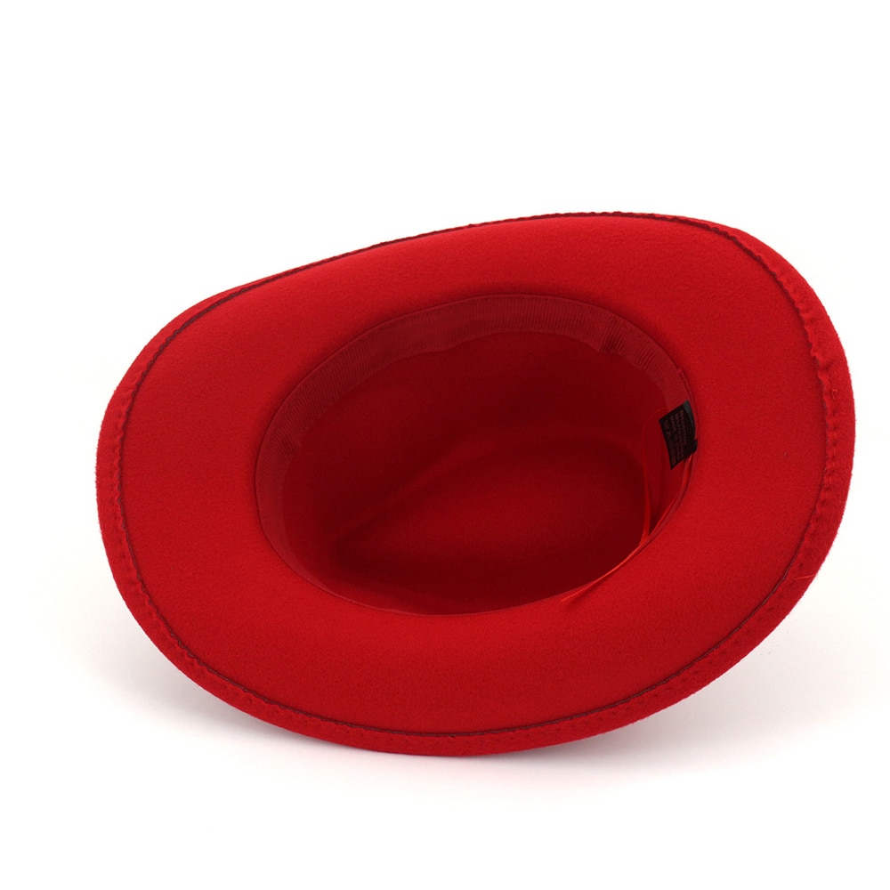 Men Women Wool Western Cowboy Hat With Punk Belt Sombrero Hombre Wide Brim Jazz Hat