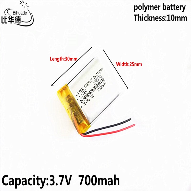3.7v -liter-energieakku, 700 mah , 102530 lithium-polymer-lipo-akku, wiederaufladbar für  mp3 kopfhörer, ladepads, dvd-player, bluetooth-kamera