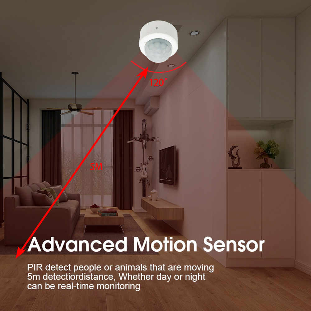 Tuya Zigbee Mini Detector de movimiento PIR Sensor de movimiento humano Detector infrarrojo alarma de seguridad funciona con la aplicación Alexa Google Smart Life