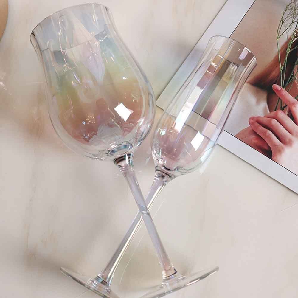 2PCS/Set Tulip Shape Lead-Free Crystal Glass Goblet Rib 150-400ml Red Wine Cocktail Whiskey Champagne Glass Wine cup