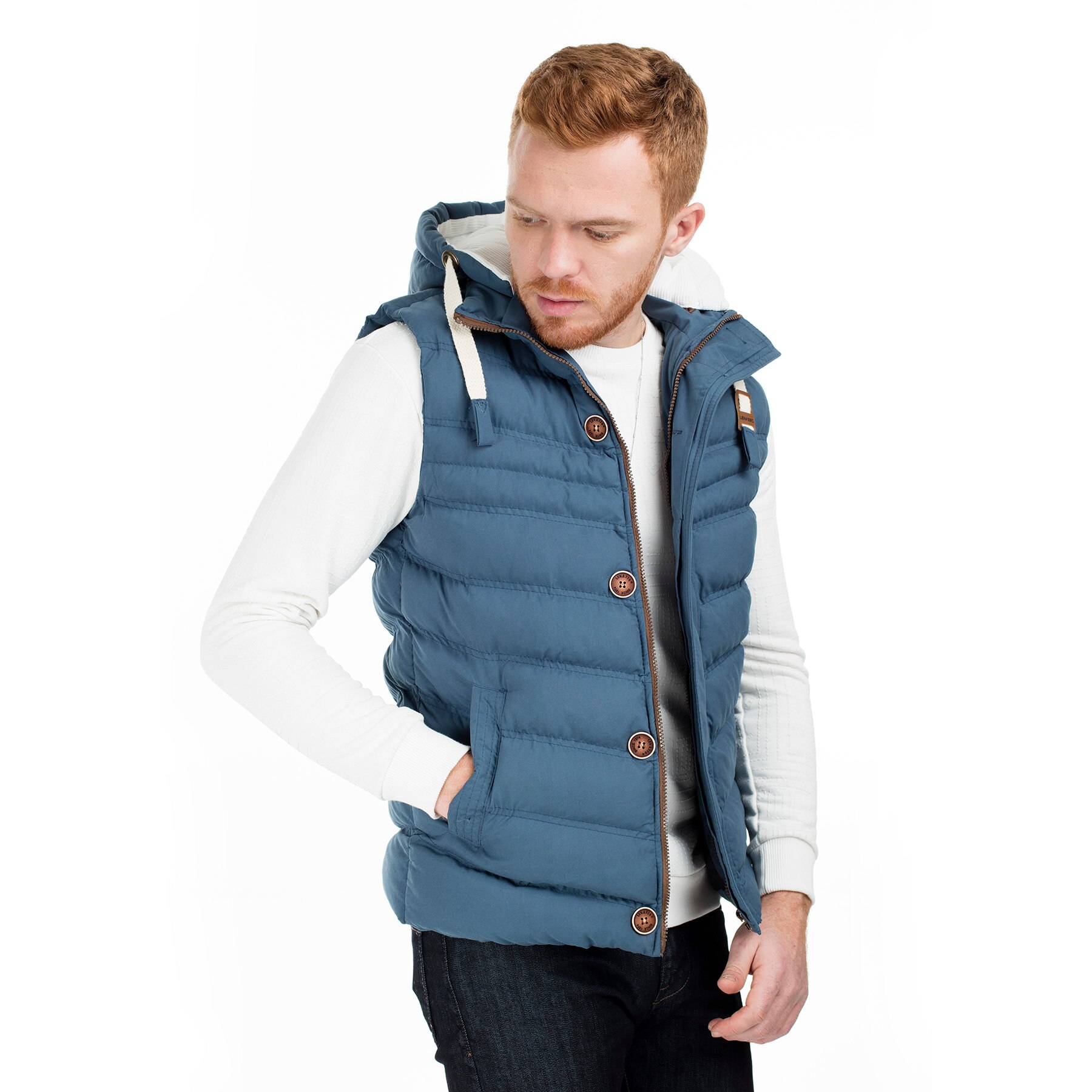 Buratti veste cintrée à capuche homme gilet 55619 K5618: Aqua / L