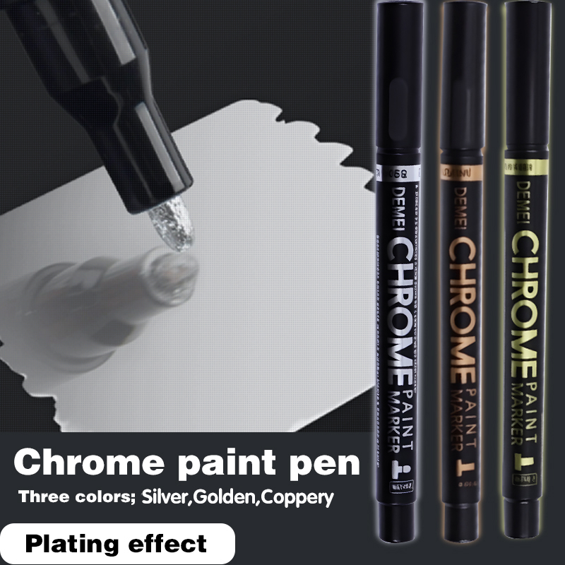 Rotulador de pintura cromada, bolígrafos de pintura de espejo líquido reflectante, tinta dorada y plateada, punta de escritura de 2mm para modelo de Metal, madera, plástico y piedra