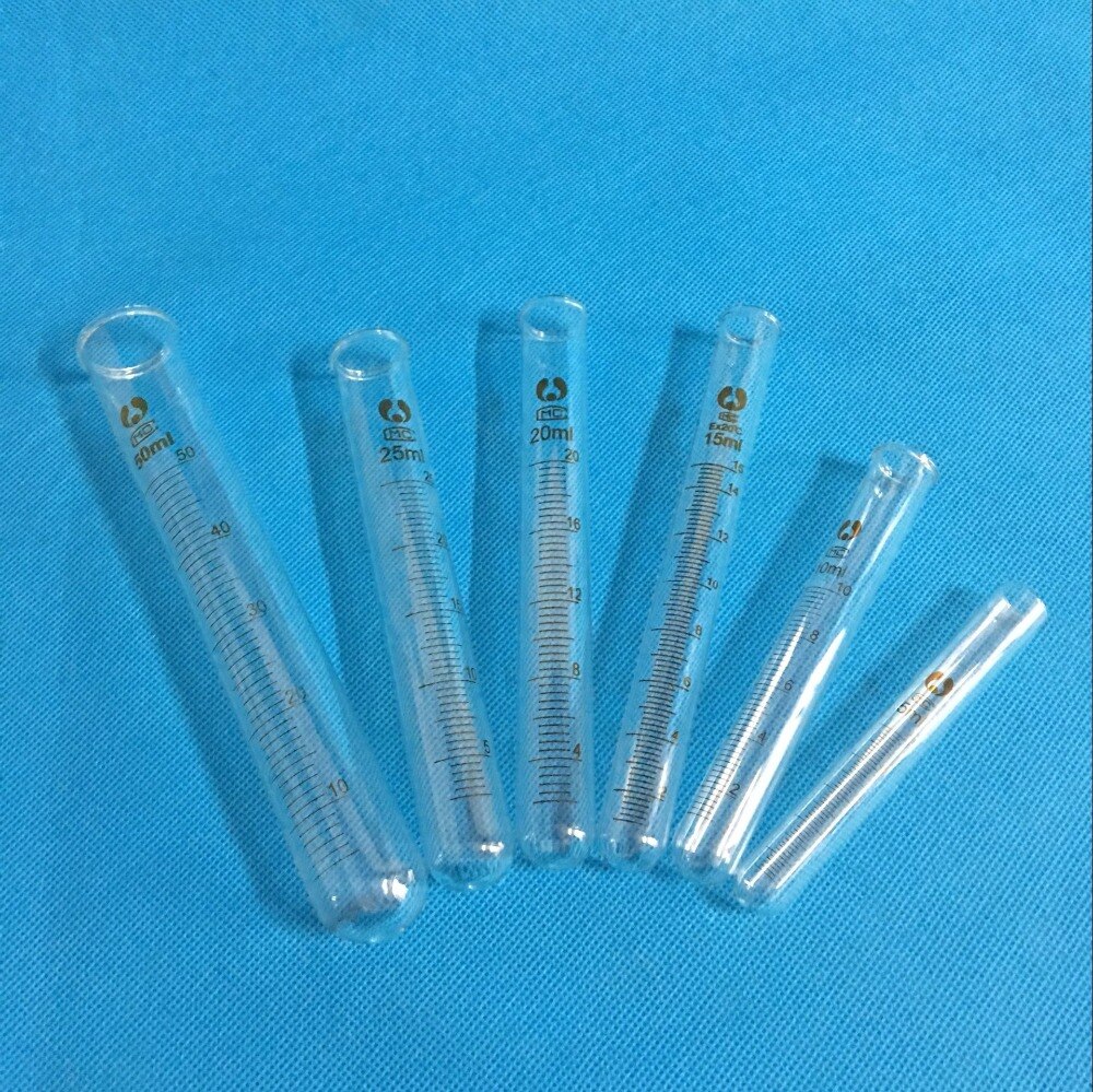 20PCS/LOT Graduated Clear Measure Glass Test Tube With Graduation Round Bottom Scale Lines for Lab Supplies