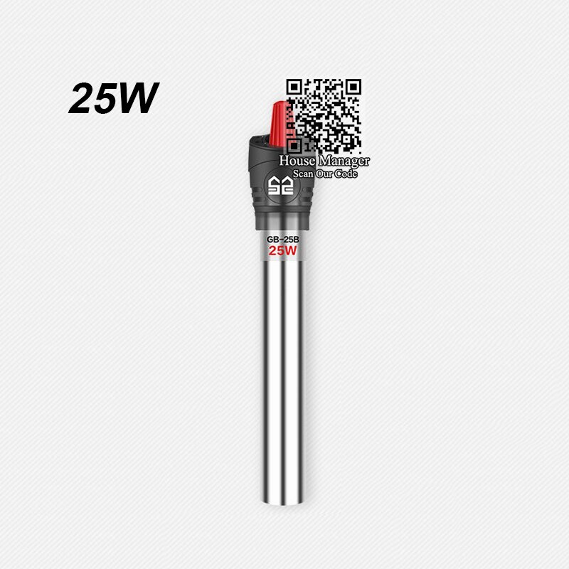 Aquarium Fish Tank Adjust Temperature Controller Stainless Steel Heating Rod, 25~500W Submersible Aquarium Heater for Fish Tank: 25W 180mm / US Plug adapter