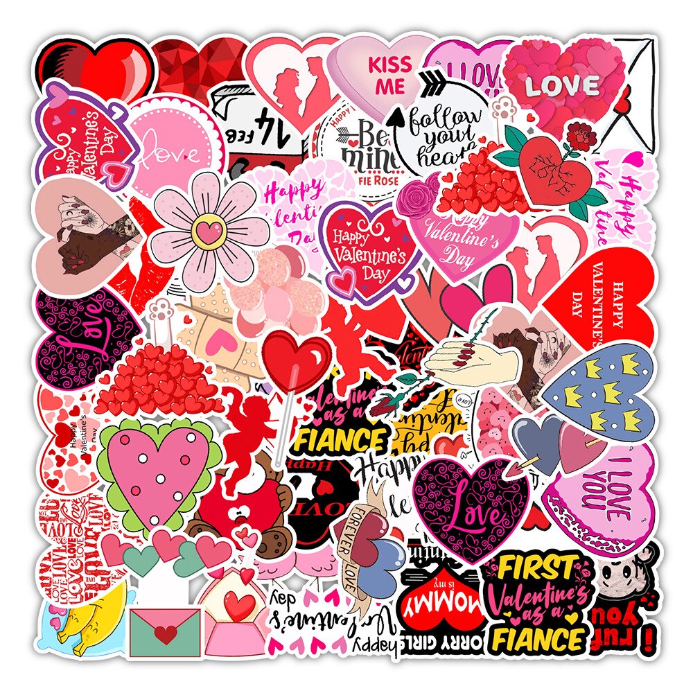 50 Stuks I Love U Valentijnsdag Stickers Cadeau Voor Liefhebbers Om Diy Gitaar Motorfiets Skateboard Auto Laptop Koelkast decal Sticker