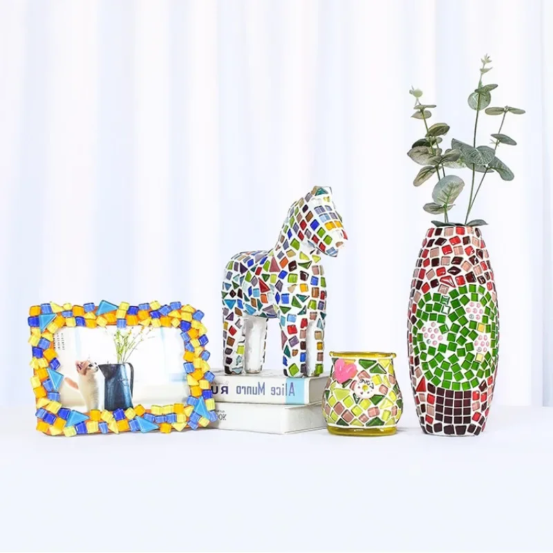 200g Mosaik Dreieck quadratische Glasmosaik fliesen bilden DIY handgemachte freundlicher kreative Dekoration Zubehör Wohn accessoires