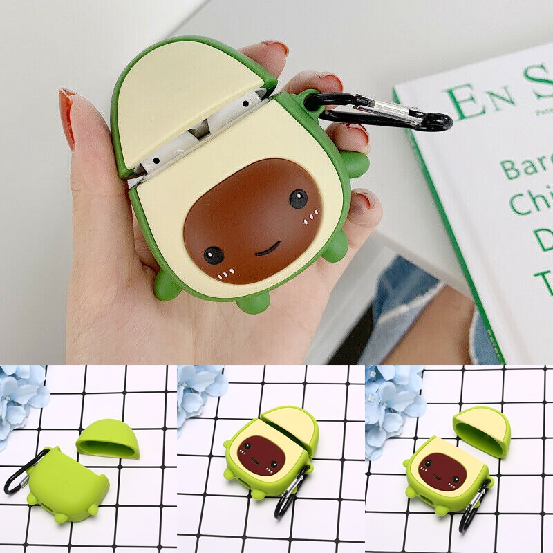 1Pc 3D Leuke Avocado Siliconen Oortelefoon Beschermen Cover Opladen Case Voor Airpods