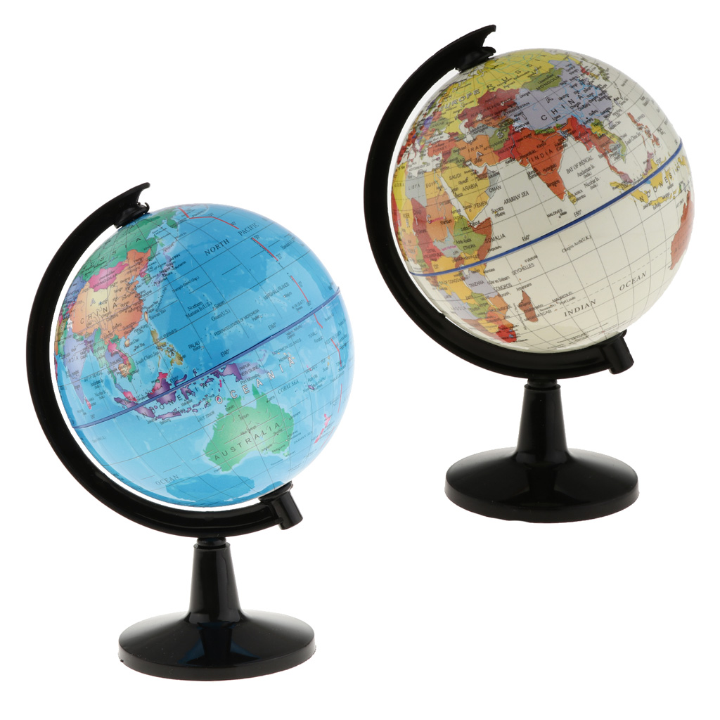 2 stk verden globus roterende drejekort regional jordatlas geografi pædagogisk legetøj hjemmekontor ideelle miniaturer 10.6cm