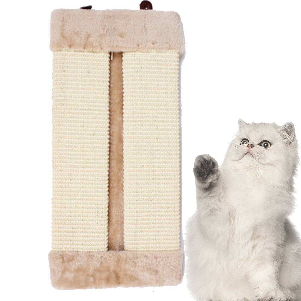 Cat Scratch Board Pet Kitten Wall Corner Scratching Mat Post Foldable Pet Sisal Cat Climbing Frame Scratching Pet Plush Toys: Khaki