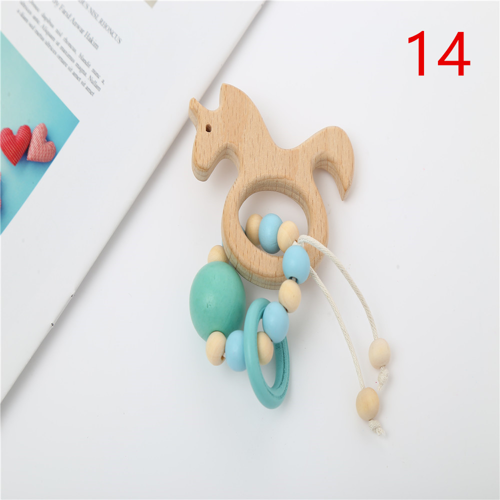 1Pc Hout Armband Dier Vormige Baby Organische Houten Siliconen Kralen Baby Molaire Speelgoed Voor Kids: 14