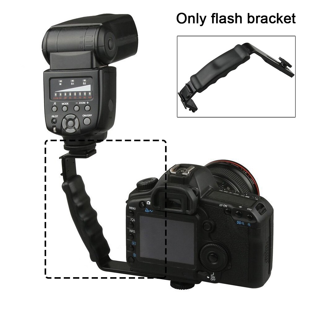 Flash Bracket L Vormige Dual Flitsschoen Dslr Ondersteuning Camera Dv Video Zware Houder Camcorder Accessoire Foto Grip
