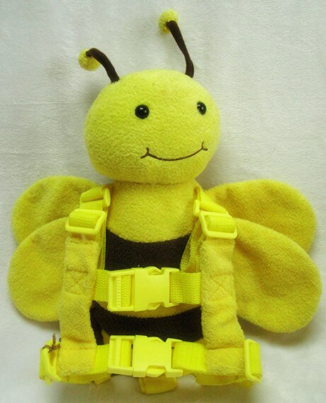 Cute 2 in 1 Harness Buddy Baby Safety Harnesses Animal Toy Backpacks Bebe Walking Reins Toddler Leashes Kid Keeper Carriers: yellow bee