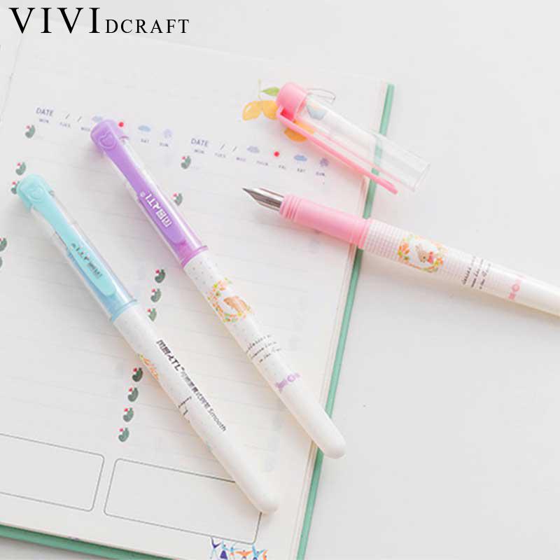 1 Pen+6 Colors Ink Bags for Kids Stylo Plume School Supplies Calligraphy Pen Kids Vividcraft Erasable Fountain Pen Ink Set