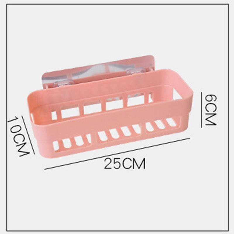 Bathroom Shower Shelf Rectangular Basket Plastic Suction Cup Storage Rack Shampoo Holder Household Kitchen Organizer Punch Free
