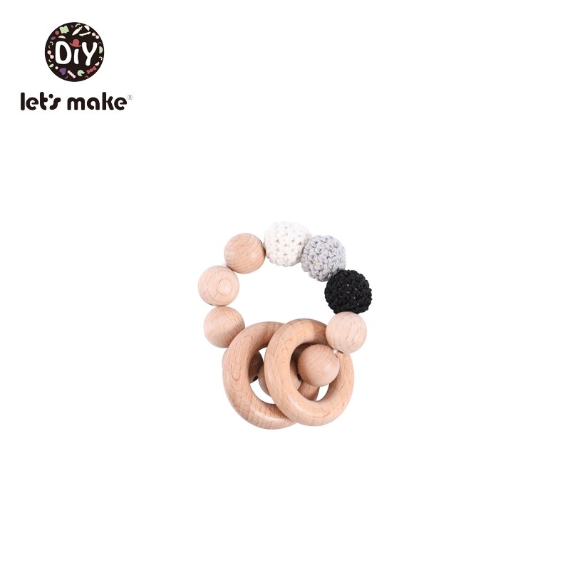 Lad os lave babybider legetøj bpa gratis 2 stk/sæt armbånd bøg ring kanin øre dyr tegneserie blomst gnaver bider: Gråt armbånd