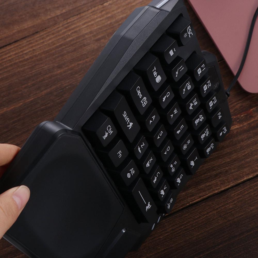 USB Single Hand Keyboard Ultra-slim Mini One Handedly Keyboard 35 Keys 3 Color Backlight Gaming Mechanical Keyboard Desktop PC
