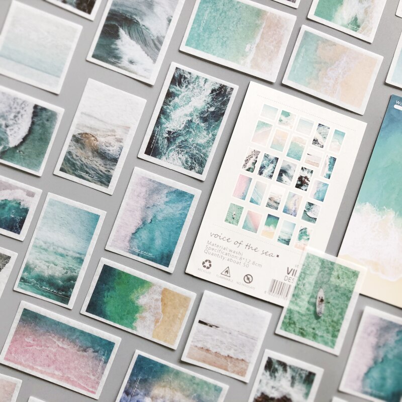 50 pcs/lot INS photo landscape Blockbuster stickers aesthetic Decorative Scrapbooking Material Sealing Stick Label Diary Album