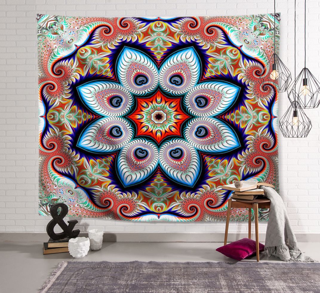 Indisk mandala gobelin væghængende soveværelse indretning sengetæppe strand tæppe tæppe camping telt rejse boligindretning gobeliner: 95 x 73cm / -en