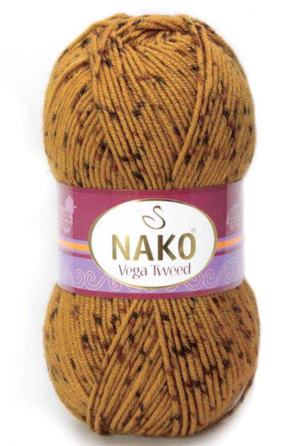 Fil tricoté à la main de supérieure + 12 options de couleurs + 195 mètres (100gr) + boule de fil à tricoter + Nako Vega Tweed + acrylique + accessoires + écharpe + béret + chapeau + passe-temps + fait à la main: 31750