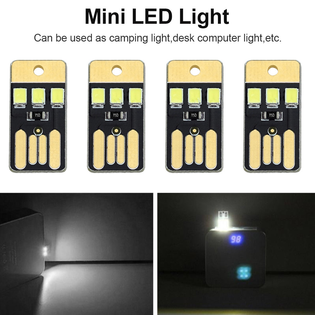 USB Power 5pcs Night Lamp Mini Pocket Card LED Sleutelhanger Nachtlampje 0.2W USB LED Lamp Boek Licht voor Laptop PC Powerbank