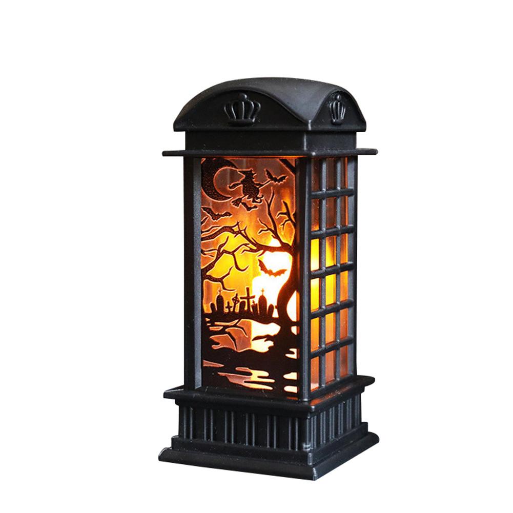 Halloween Pumpkin Lantern Retro Safe LED Night Light Home Party Decoration Candle Lamp: Coffee