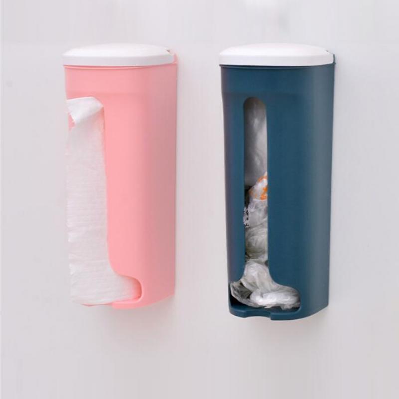 Wall Hanging Home Kitchen Bathroom Box Wall Hanging Plastic Storing Rack With Cover Life Home Garbage Bag Storage Container