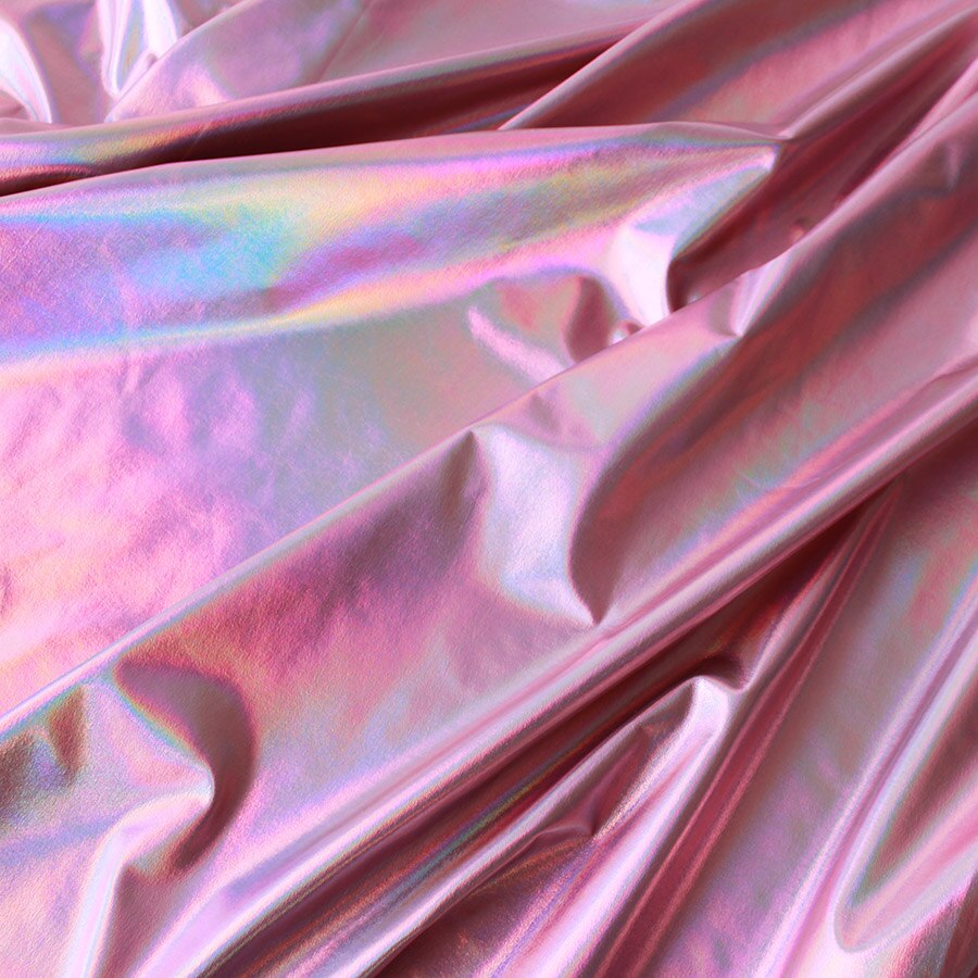 Holografische folie iriserende spandex stof, 2 -weg rekbaar voor doe-het-zelf podium leotard kostuum, 60 "breed per meter: Roze