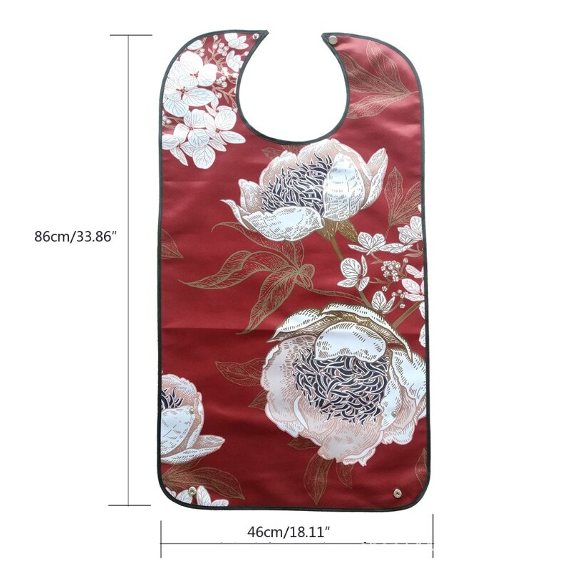 Reutilizável à prova dreágua adulto elder mealtime bib vestuário derramamento protetor de ajuda à deficiência avental floral flores impressão