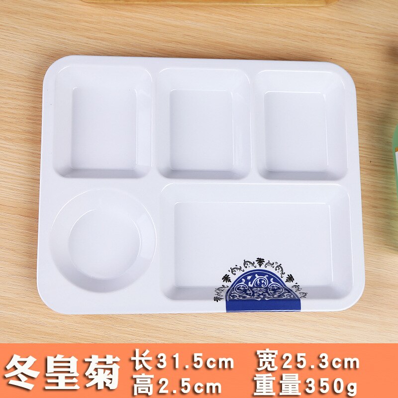 12.5 Inches Divided Plates,Melamine Tray Plate,Stackable,Dishwasher Safe (blue),Imitation Porcelain 5 Grid Fast Food Plate: 11