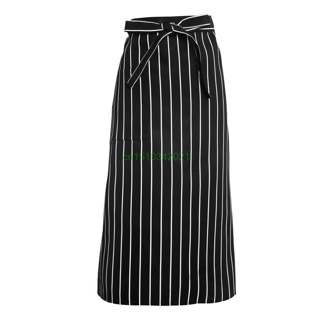 Delantales de cocina de longitud media, delantal de cintura larga, Catering, Chefs, camareros, uniforme,: 8