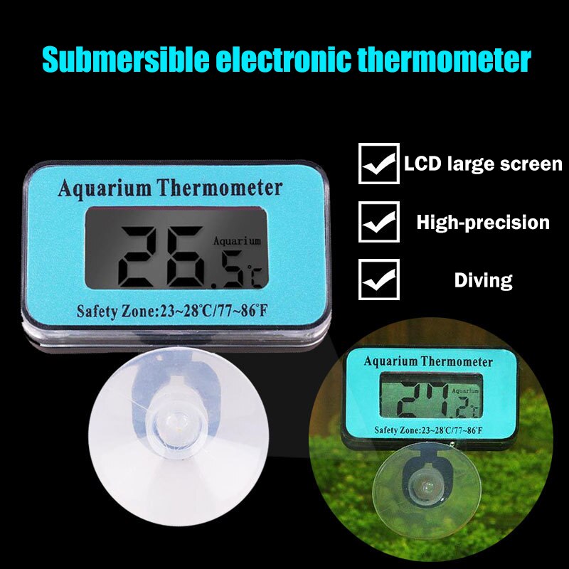 LED Digital Aquarium Thermometer Fish Tank Water Terrarium Temperature With Suction Cup Aquarium Supplies Acuario Accesorio