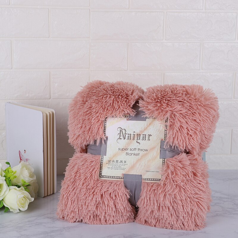 Couverture en fourrure douce couverture longue Shaggy floue fausse fourrure couverture canapé lit canapé couvertures confortable avec Sherpa moelleux
