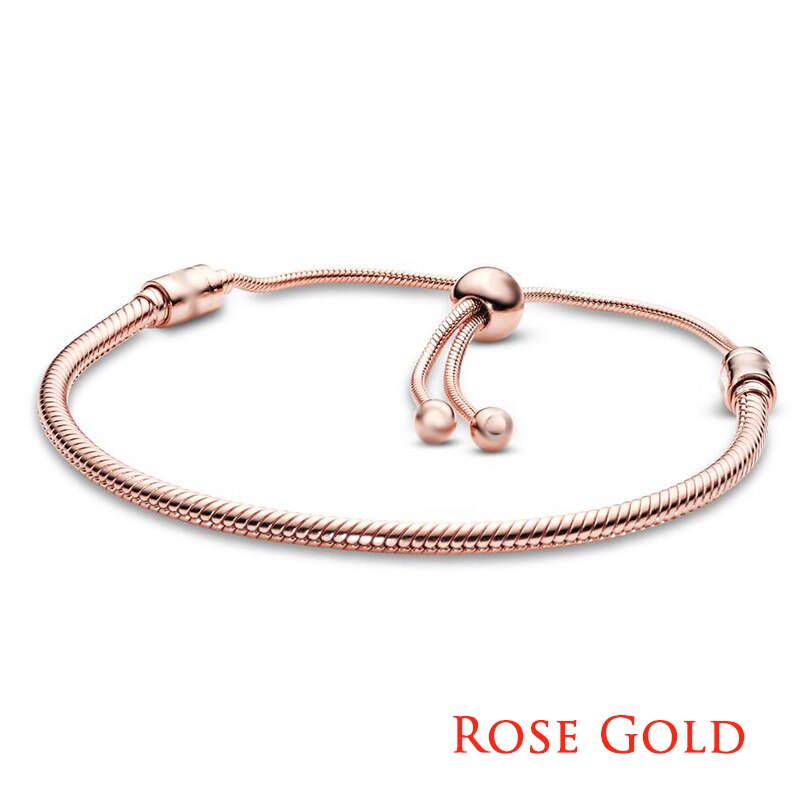 Charm Diy Adjuestable Zilver 925 Armband Voor Vrouwen Trend Oorspronkelijke Armbanden Mode Meisje Sieraden: Rose Gold