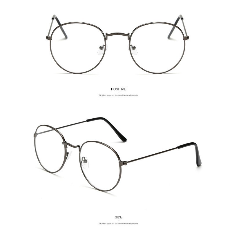 Lunettes noires en cercle rond surdimensionné | Monture métallique rétro, verres transparents, verres de , lunettes Harajuku: Gray
