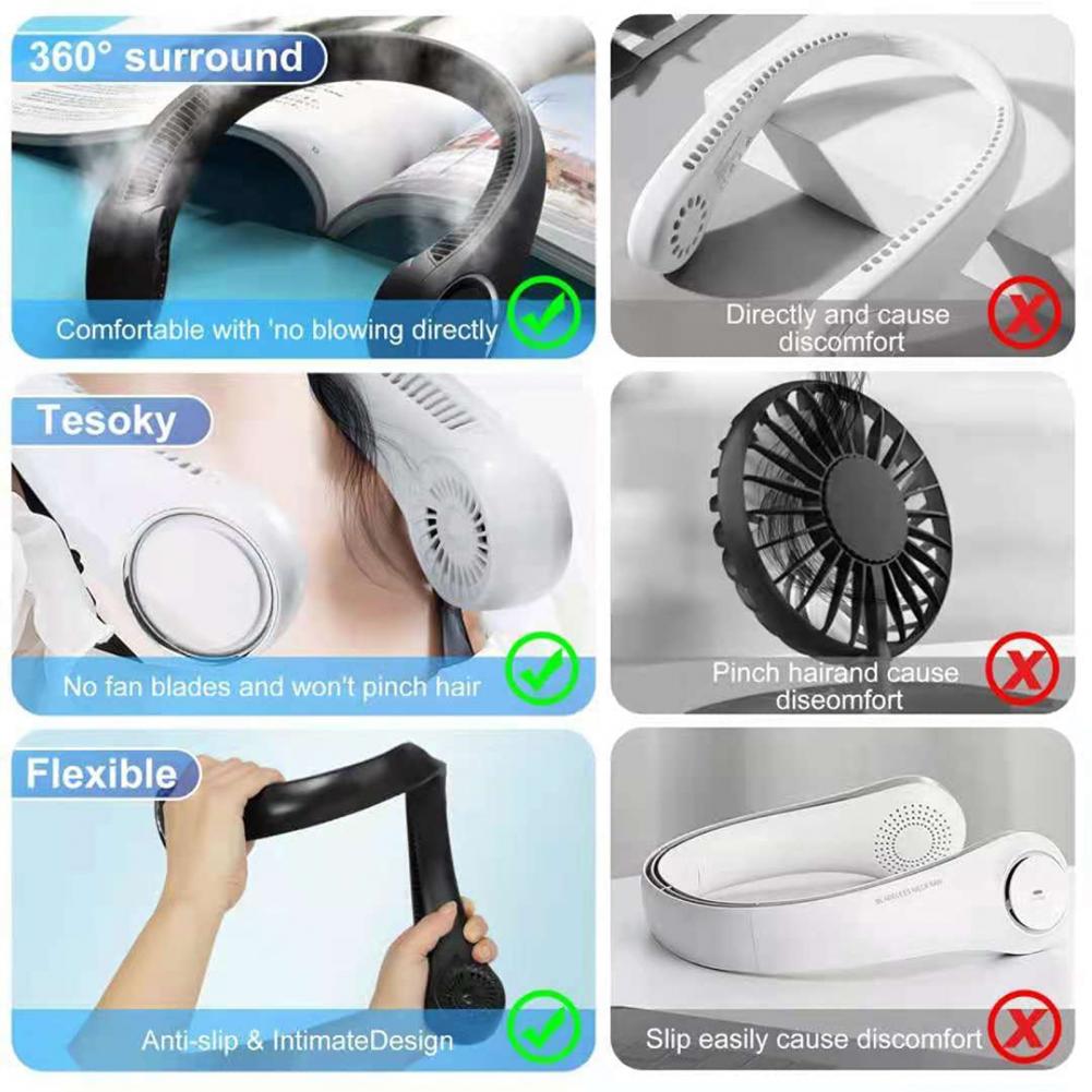 Ventilatori da collo Mini ventilatore da collo ventilatori sportivi silenziosi ricaricabili USB senza lama portatili ventilatore esterno Portatil Abanicos raffreddamento