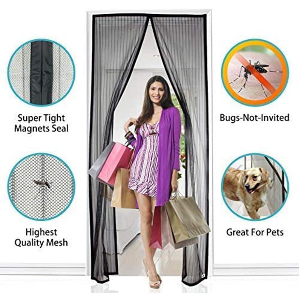 Magnetic Mesh Door Screen Magnetic Sliding Door Curtain Mosquito Net Balcony Door Sticker Anti Mosquito Insect Fly Bug Curtains