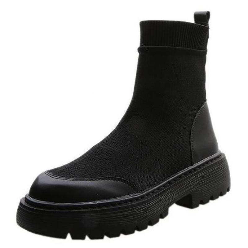 Botas de nieve de algodón con suela gruesa para mujer, calzado elástico rebelde, para Otoño e Invierno