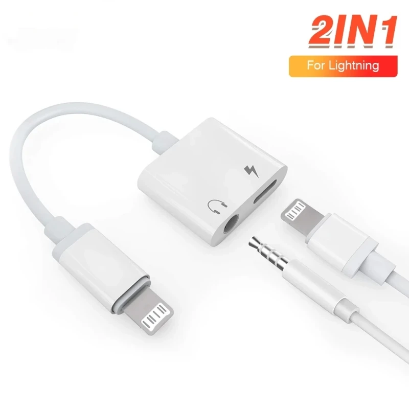 Adapter słuchawkowy Lightning na 3,5 mm, 8-pinowy na gniazdo 3,5 mm, ładowarka, rozdzielacz, konwerter do iPhone'a 14 13 12 11