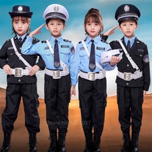 Tiny Cop Kids Army Suit Cosplay Girl Boy Fancy Costume Halloween Cosplay Traffic Police Uniform Carnival Party Special Force