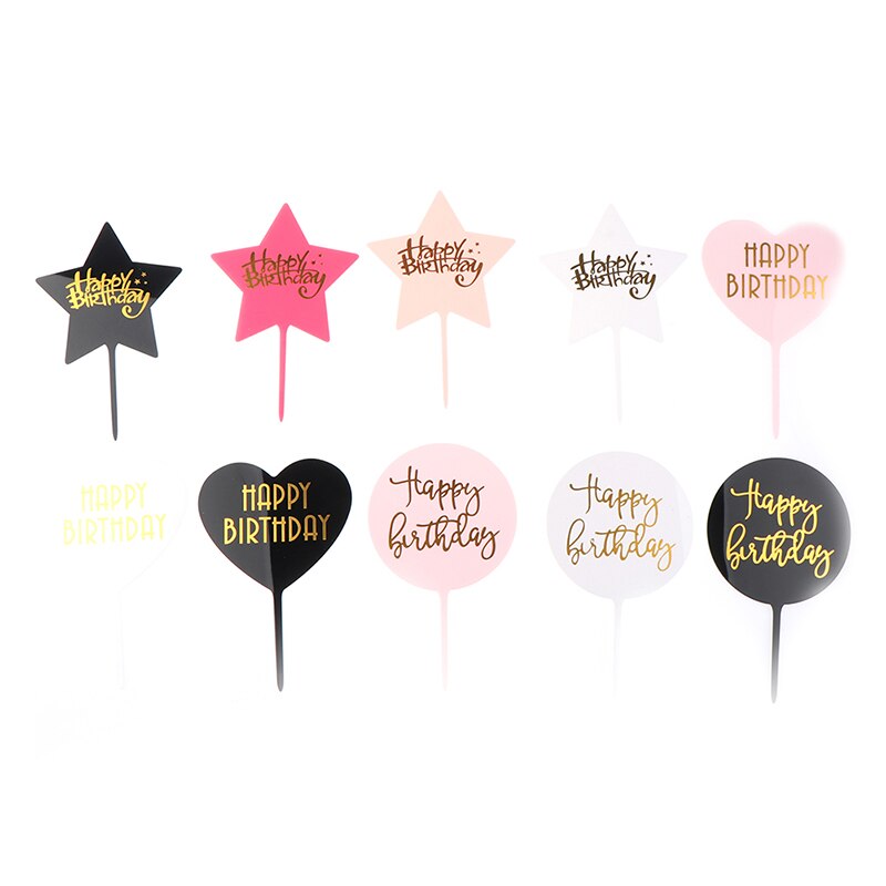 1 Stuks Gelukkige Verjaardag Acryl Cake Topper Dessert Bakken Party Decoratie Roze Blauw Jongen Of Meisje Geslacht Onthullen Cupcake Topper