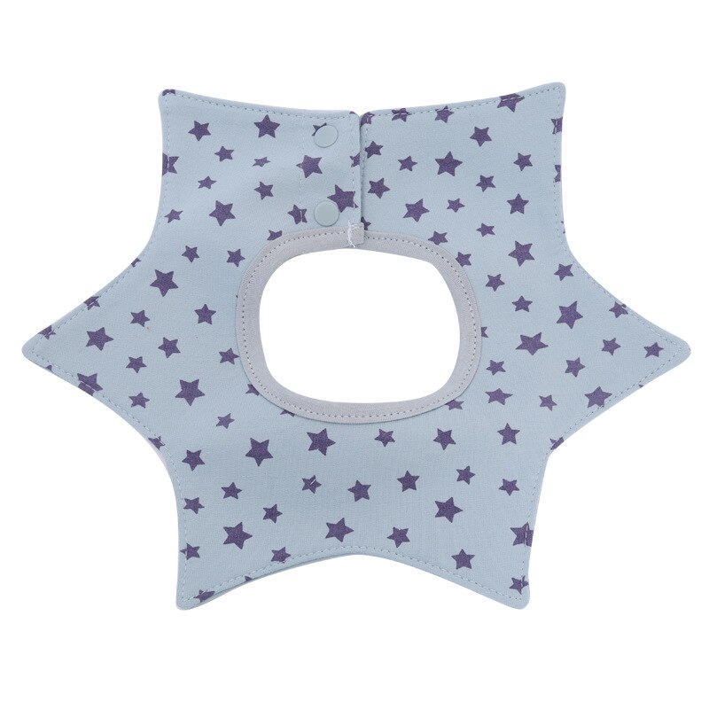 Baby Waterdichte Bib 360 ° Draaien Puur Katoen Huidvriendelijke Schortje Hexagon Bloemvorm Cartoon Vlekken Multifunctionele voeden Sjaal: Light blue star