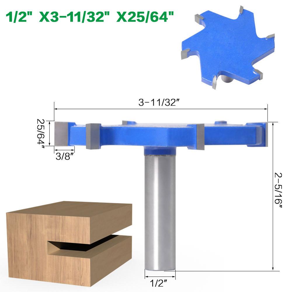 1pc 1/2 "skaft 12mm skaft 6 kant t type slotting kutter trebearbeiding verktøy fresebiter til tre industriell klasse freser: 1 i 2 tommers skaftx 85 x 10