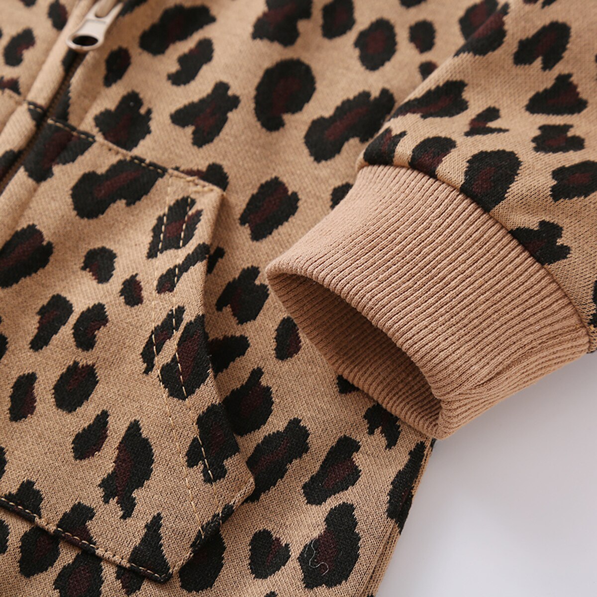 FOCUSNORM Autumn Baby Boys Leopard Rompers 0-24M Long Sleeve Hooded Zipper Jumpsuits Outfits