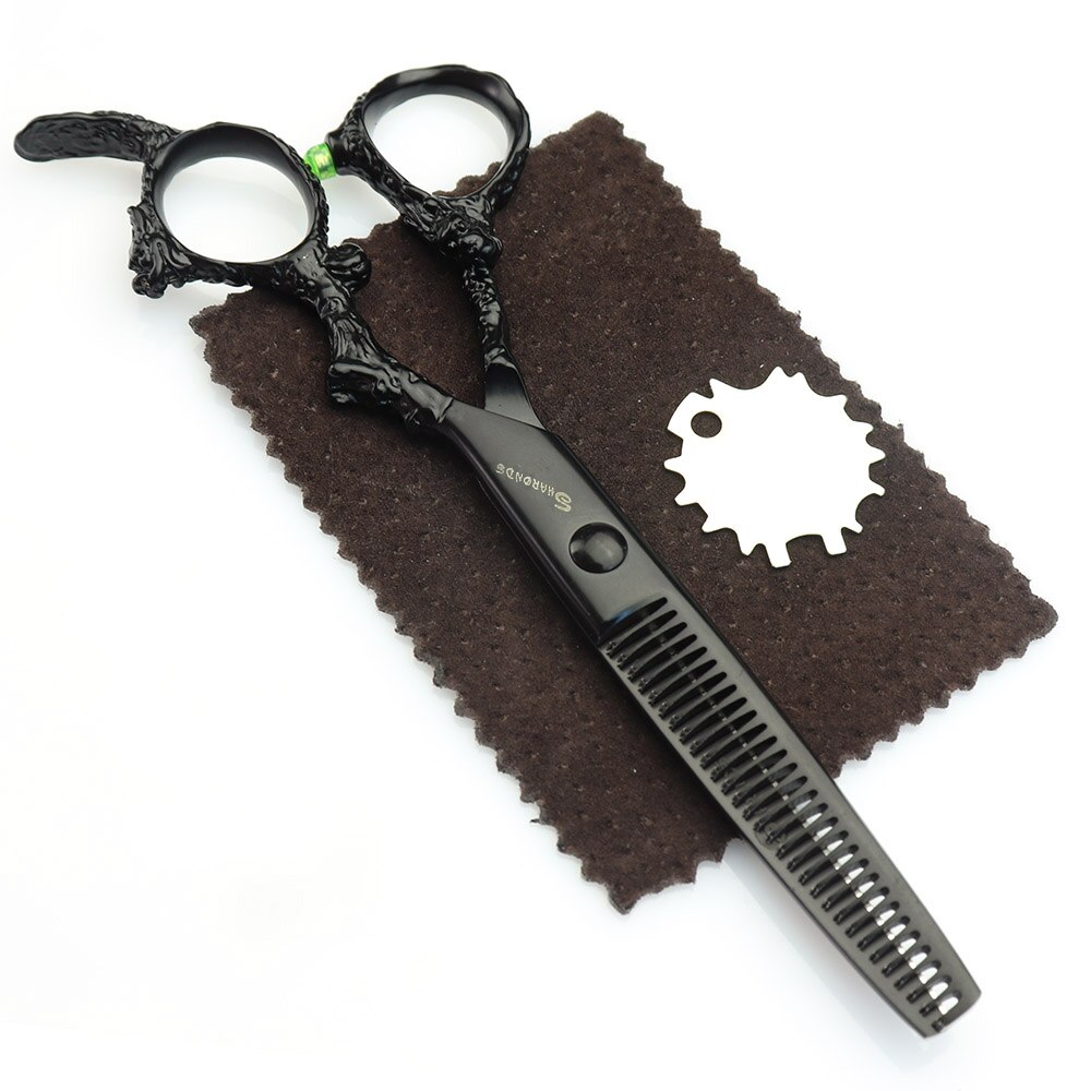 6 inch barber haircut scissors Japan 440c barbershop salon cutting shears thining scissors makas: thining scissors