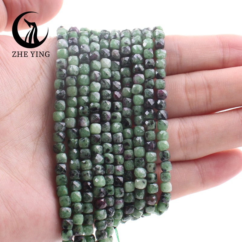 Cuentas cuadradas de piedra facetada Natural, amatista, amazonita, cuentas espaciadoras sueltas para pulsera DIY, collar, accesorios, hebra de 4x4mm de 15''