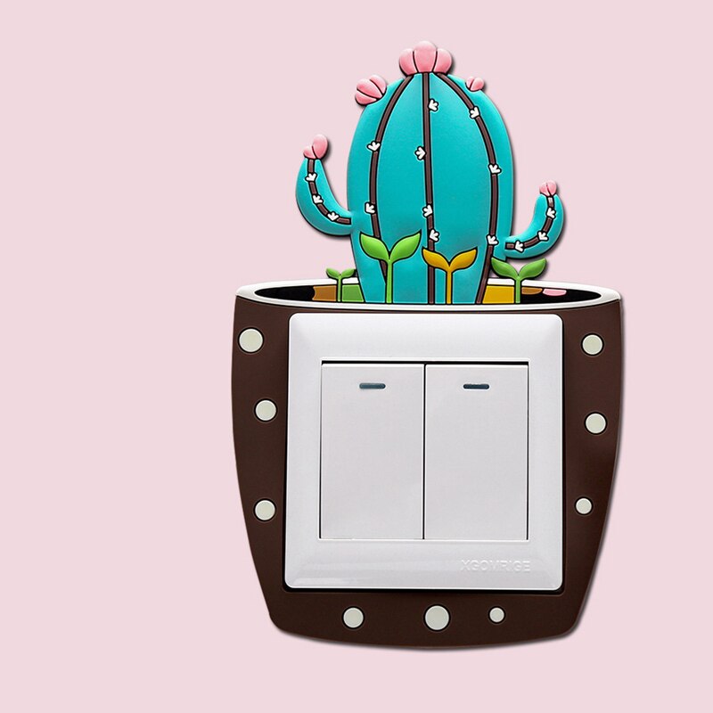 Pegatina de Cactus luminoso para interruptor, cubierta de interruptor de plantas suculentas creativas, pegatinas de pared, decoración de interruptor de luz, 1 ud.: type4